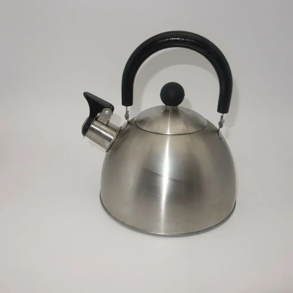 Vintage COPCO Whistling Tea Kettle Teapot Shiny Stainless Steel 1.5 Quart